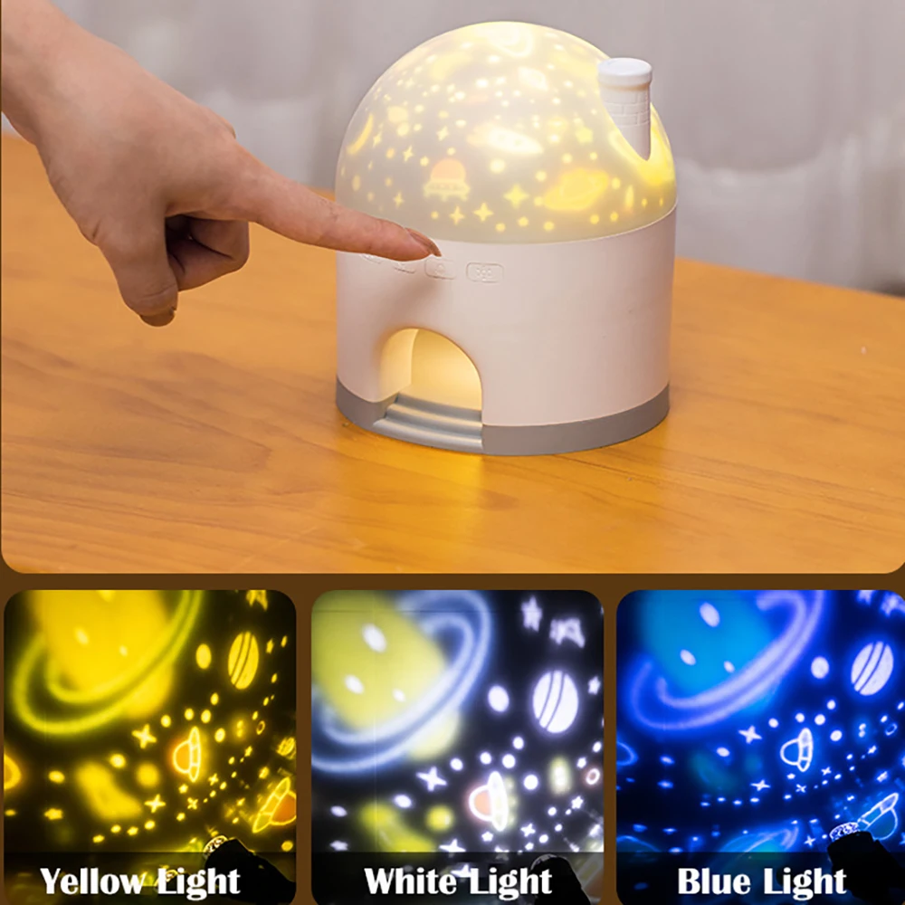 Snow House Projection Light with Music Rechargeable 3 Colors LED Nightlight 3 Patterns Ambience Lamp Holiday Gift for Children