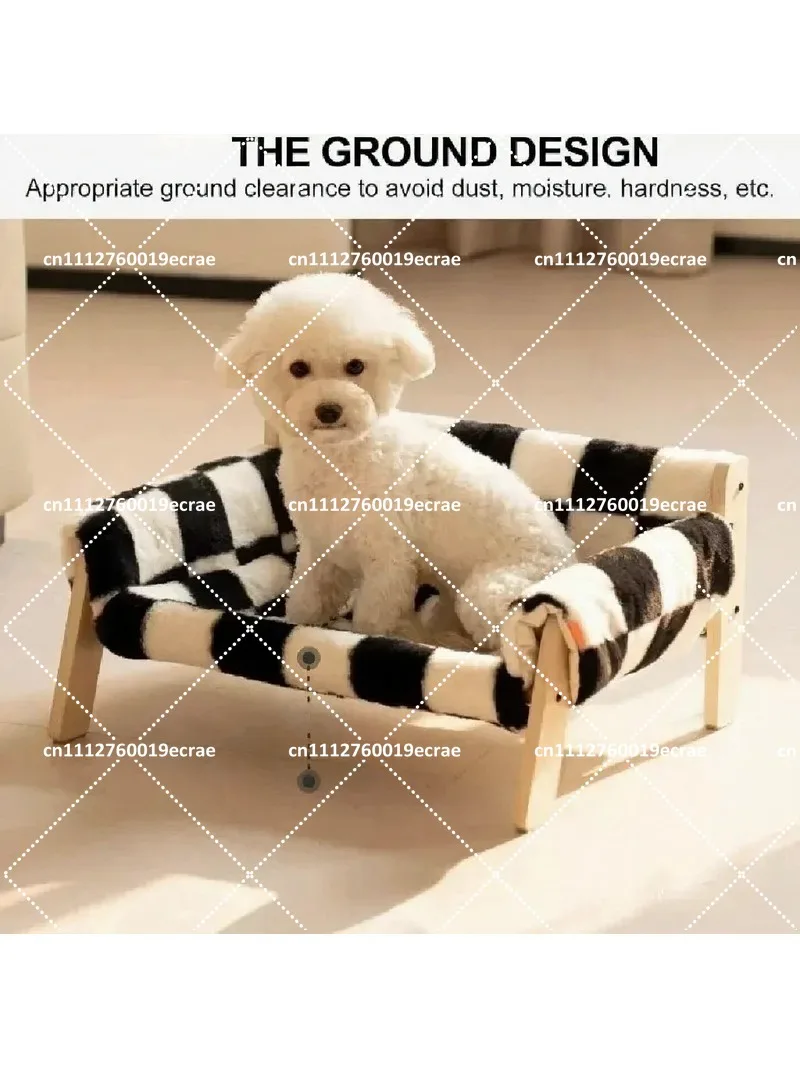 Wooden Pet Sofa Bed, All-Season Washable Moisture-Proof Thickened Cat Dog Bed for Home Camping