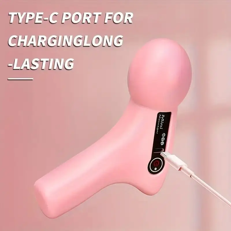 Deep Tissue Massage Gun USB Rechargeable Portable Full Body Muscle Massage 4-speed Adjustable Fascia Gun Pink and Black image 4