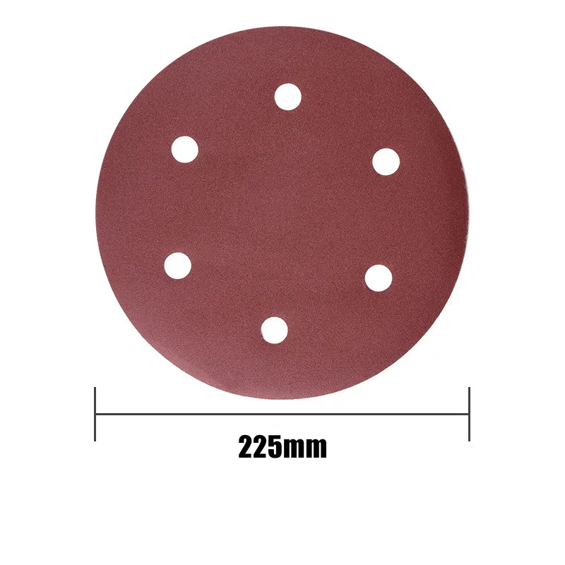 15 Buah 9 Inci 225Mm 6 Lubang Pengamplasan Disk Amplas Berbagai Macam Lubang 40-1000 Grit untuk 215 Listrik Kering Dinding Sander Gelap