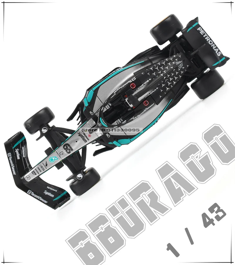 Bburago 1:43 Neuer F1 Mercedes-AMG 2025 W16 # 63 George Russell # 12 Kimi Antonelli Legierungsauto-Modell aus Druckguss, Sammlerstück – Detail 1