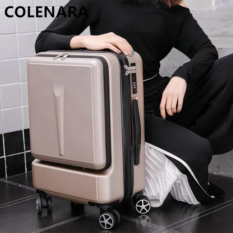 

COLENARA 20" Handheld Travel Suitcase Front Opening Boarding Box Lightweight Trolley Case 24Inch USB Charging PC Luggage