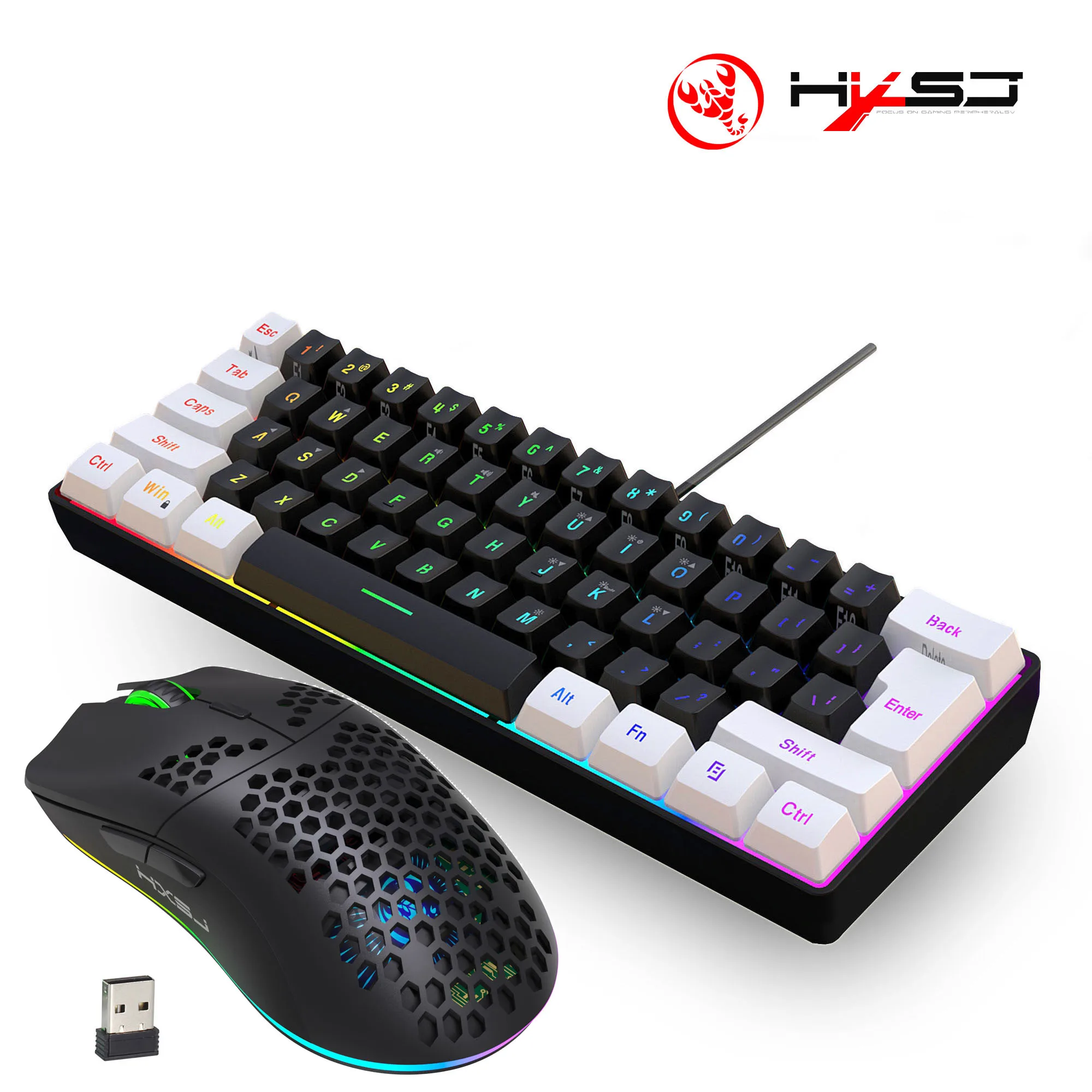 Popular choice 60% gaming keyboard and mouse kit combos RGB backlit lightweight hollow mouse and keyboard game for gamer office