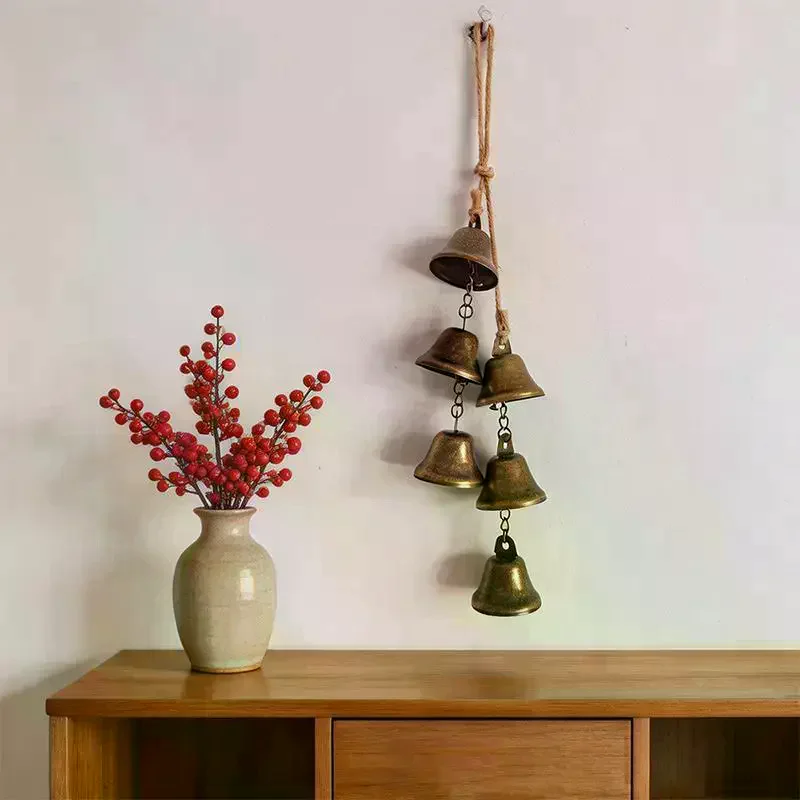 Vintage Brass Hanging Bells With Rustic Retro Design And Melodic Chime Perfect For Home Wall Decor Patio Garden Door Decoration