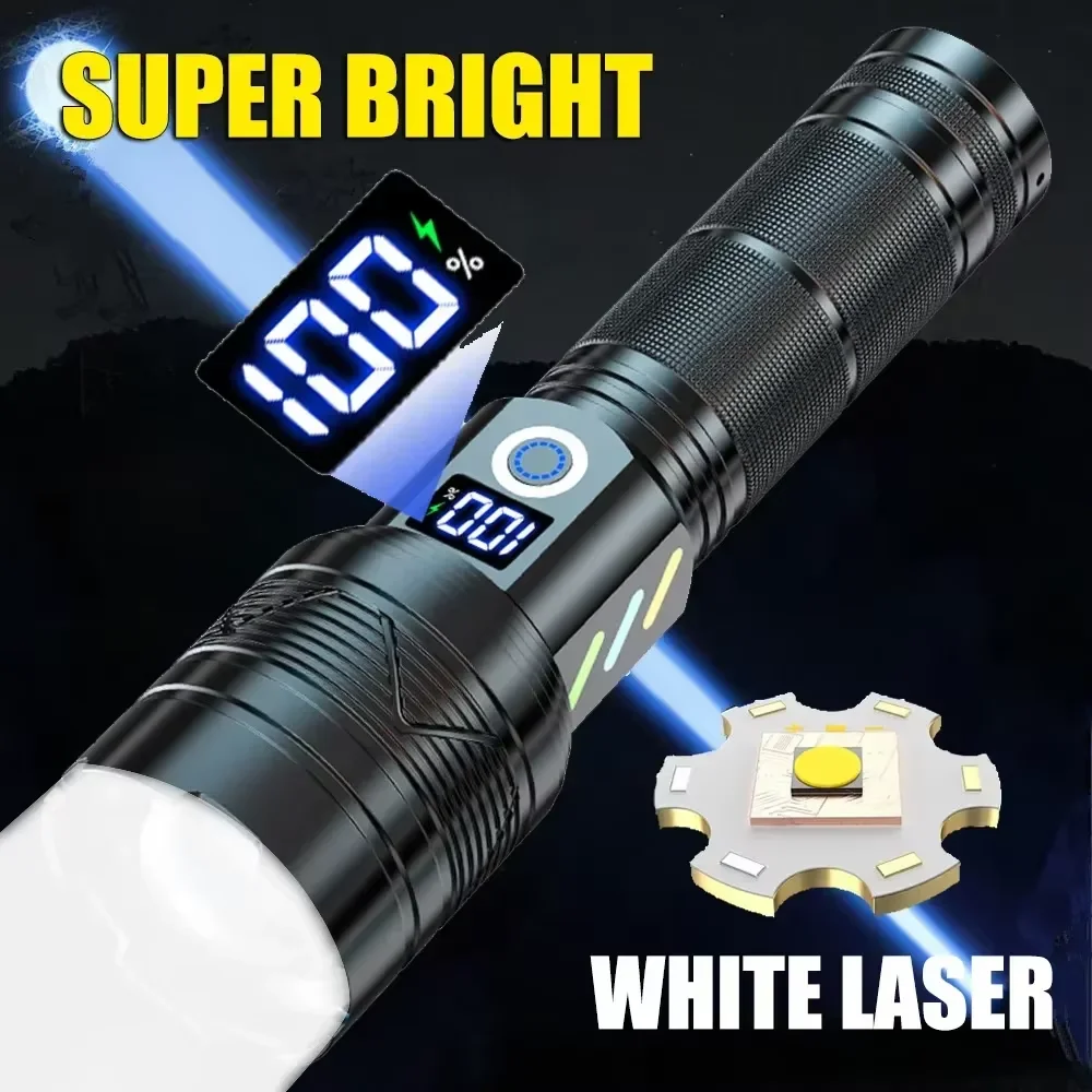 high-power-led-flashlight-type-c-rechargeable-tactical-zoom-torch-use-26650-battery-camping-fishing-lantern-with-power-display