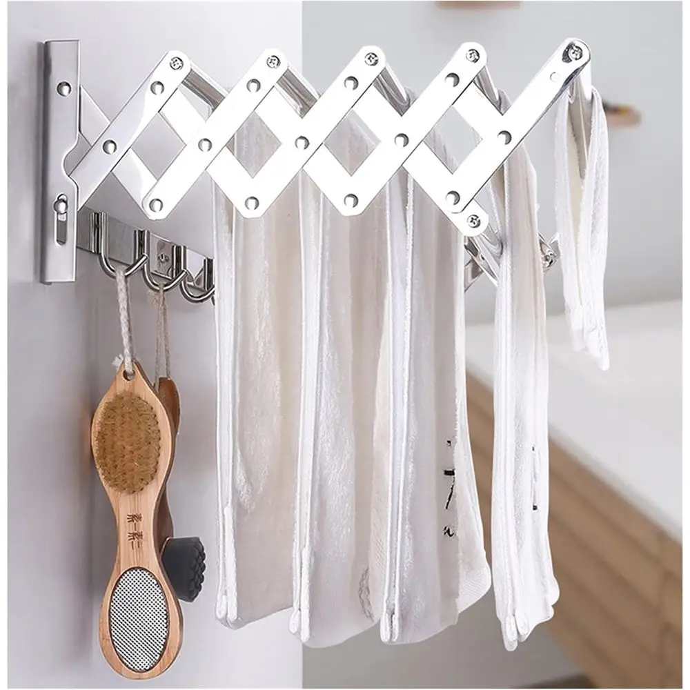

Space-Saving Stainless Steel Retractable Clothes Drying Rack for Laundry, Mudroom, and Balcony