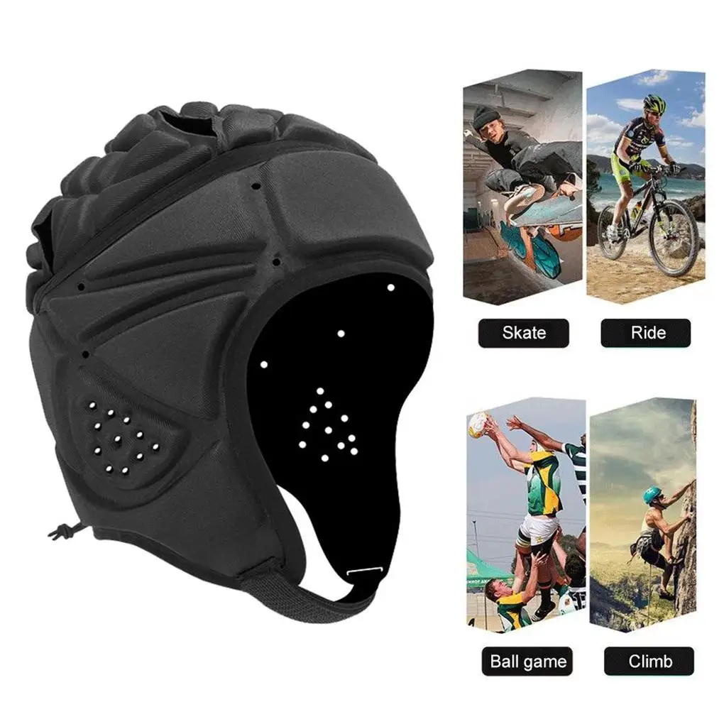 Ruby Scrum Caps Buffering Helmets Black Color Supple Cycling Football Skateboarding Goalkeeper Headguard Hat Protective Gear