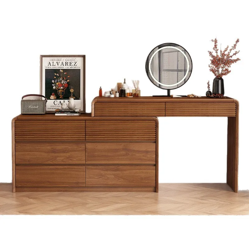 

Walnut dresser, makeup table, makeup table, premium feeling, bedroom, small makeup table, chest, integrated storage rack