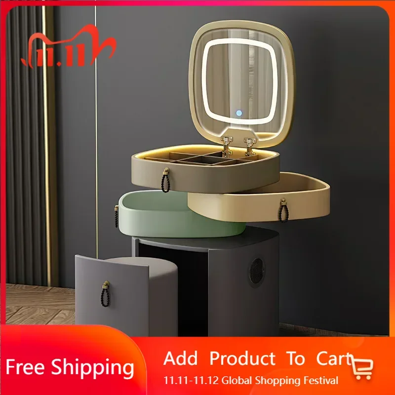 

Coffee Dressing Table Bedroom Modern Intelligent Flip Makeup Mirror Dressers Unit Storage Bedroom Vestidores Salon Furniture