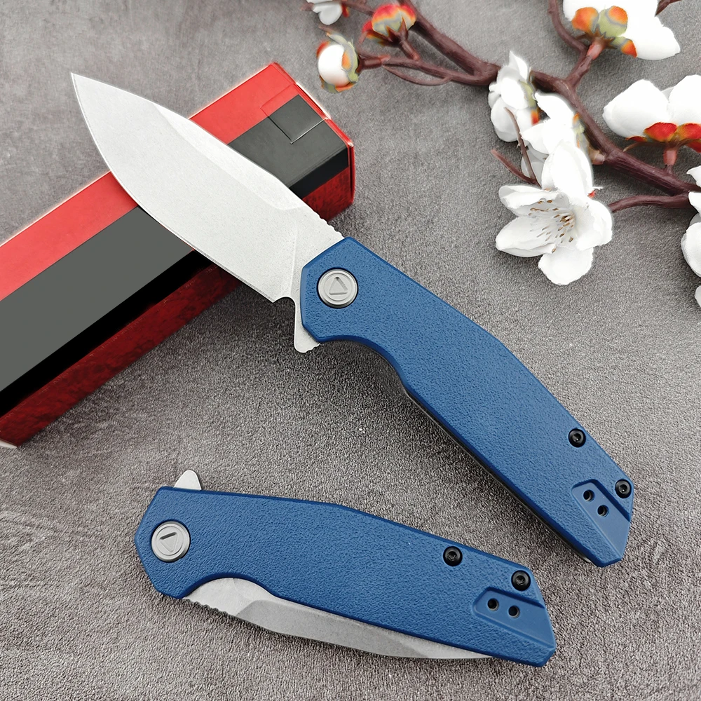 New Folding Knife 8Cr13Mov Blade Camping Outdoor Multifunctional Pocketknife Utility Blue Nylon Fiber Handles Tactical Knives