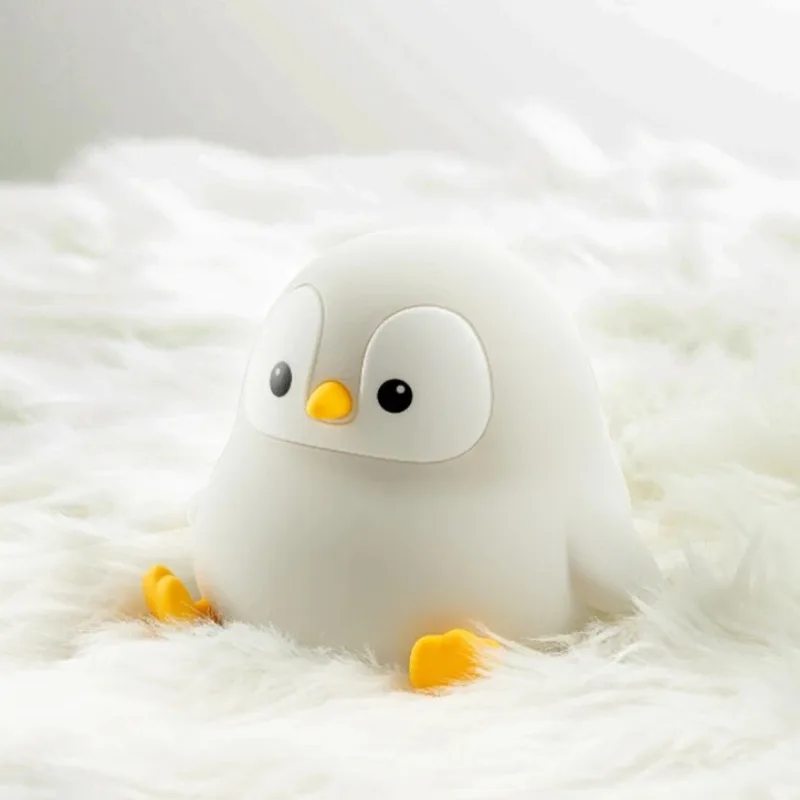 Cute Penguin Night Light LED Soft Dimmable Animal Silicone Nightlight Touch Control USB Bedside Lamp Room Decor Birthday Gifts