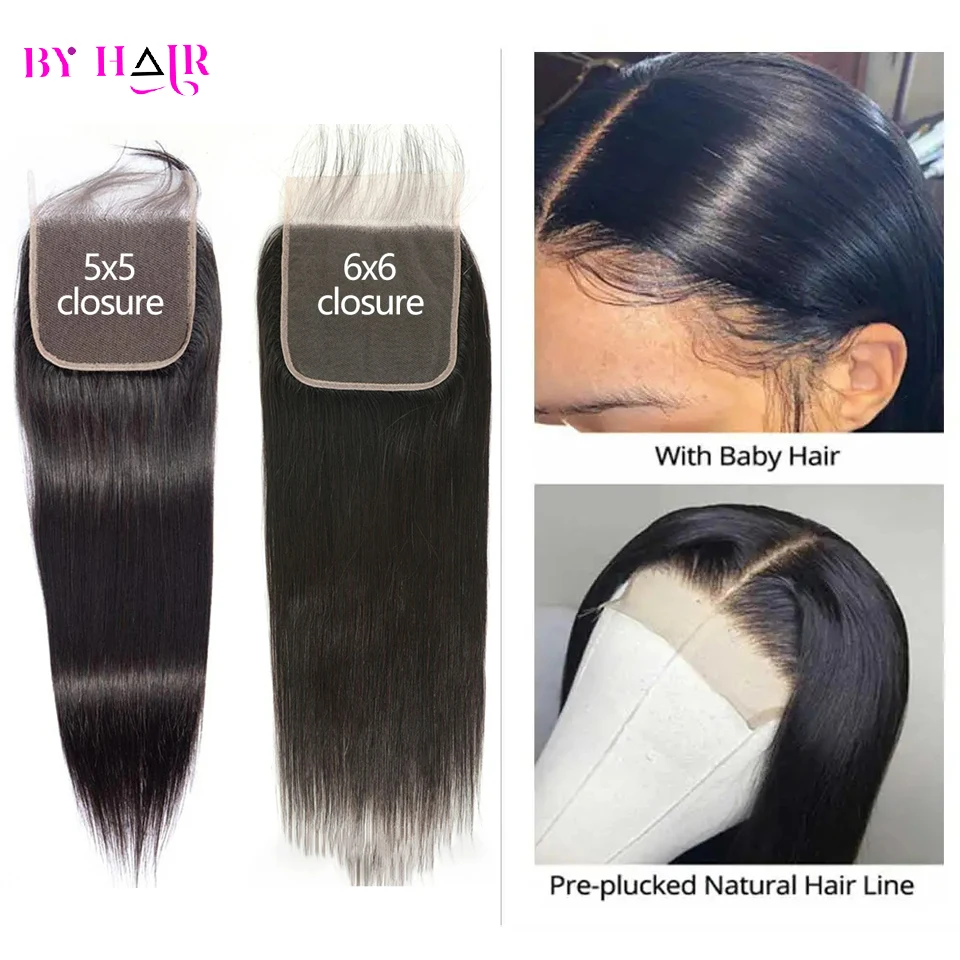 Straight 2x6 4x4 5x5 6x6 Lace Closure Human Hair Transparent Lace 13x4 Lace Frontal Human Hair Ear to Ear Frontal Extensions