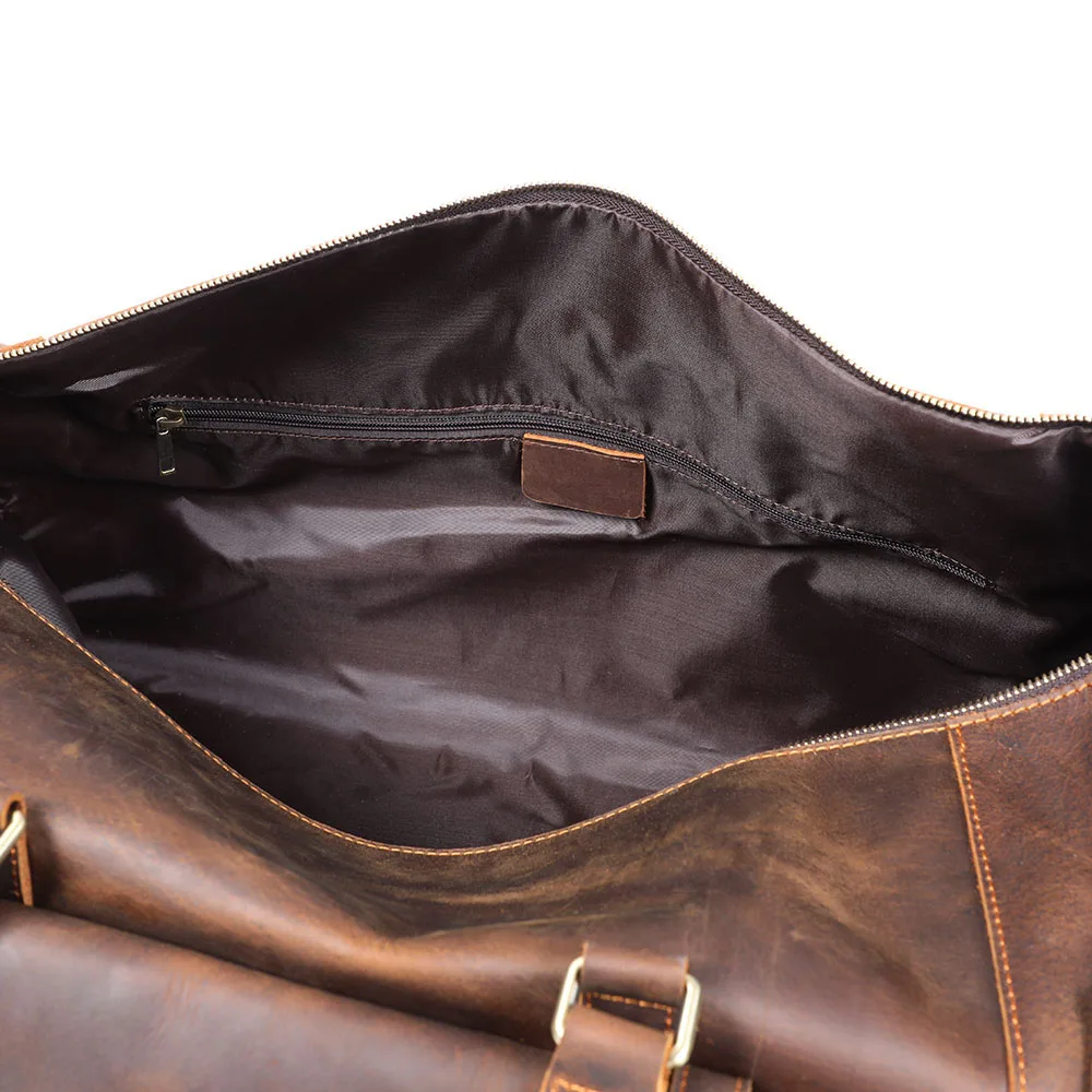 S.WORKER Luxuriöse Reisetasche aus Vollnarbigem Rindsleder im Vintage-Stil, Große Handgepäcktasche – Detail 23