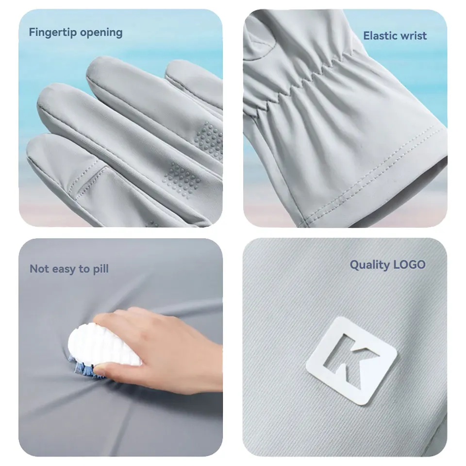KoKossi 1 paio di guanti per protezione solare da donna estivi antiscivolo resistenti ai raggi UV protezione per il polso estesa touch screen guanti da equitazione in seta di ghiaccio