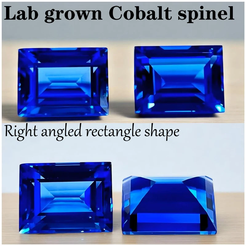 

L-Cobalt Spinel Right Angled Rectangle Shape Lab Grown Gemstone for DIY Chamrs Jewelry Making Materials Certificate Wholesale