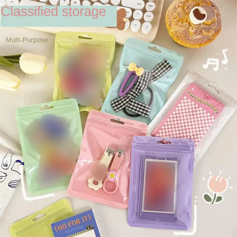 Color Self-sealing Bag Thickened Transparent Gift Bag Plastic Sealed Pocket Cosmetic Brush Packaging Bag Festive Party Supplies