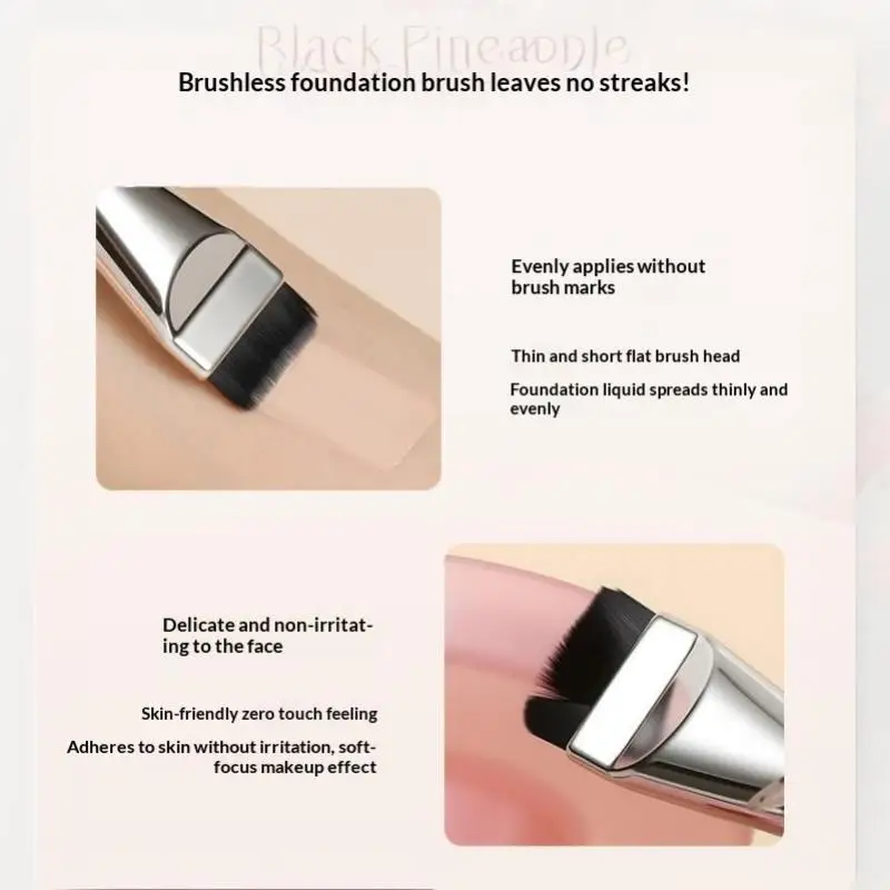 3Pcs One-character Ultra-thin Foundation Brush Set with Makeup Puff Reusable Durable Makeup Tool for  Liquid Cream Cosmetics