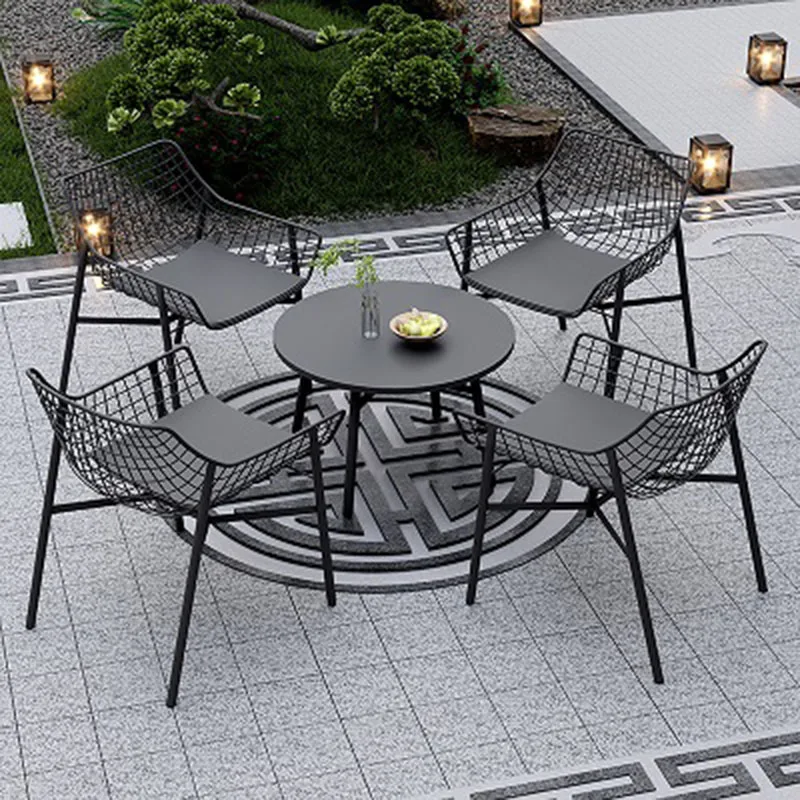 Retro Black Garden Furniture Sets Lounge Nordic Moving Patio Garden Furniture Sets Outside Metal Meble Ogrodowe Yard Decorations