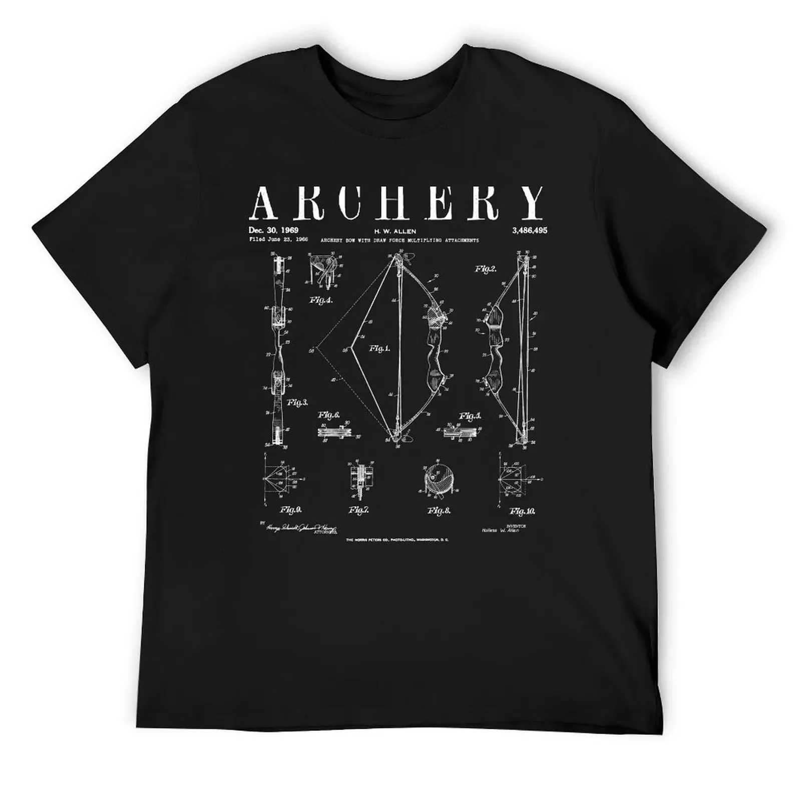 

Archery Compound Bow Old Vintage Patent Drawing Print T-Shirt funny meme t-shirts for a boy workout shirts for men