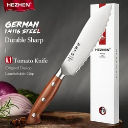 HEZHEN 6.1 Inch Tomato Knife German 1.4116 Stainless Steel Super Sharp Cook Fruit Knife Fruit Gift Box Kitchen Knife