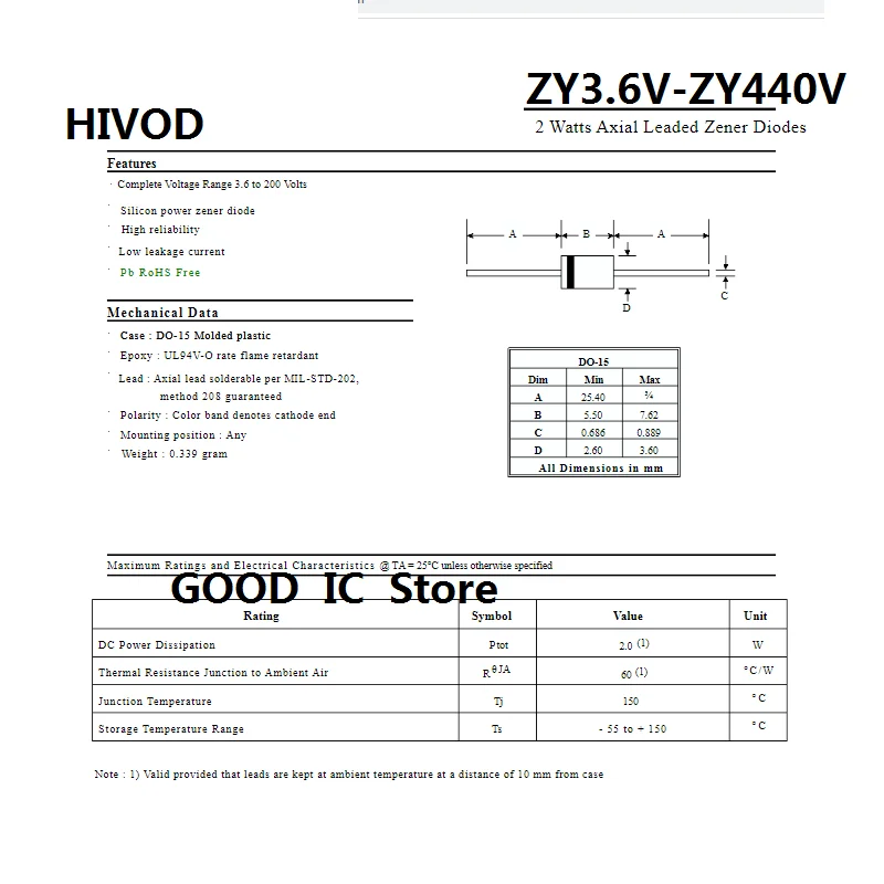 20PCS 2W New Original ZY120-E3/73 ZY130V ZY140 ZY150 ZY160 ZY180 ZY200 ZY220 ZY240 ZY250V ZY270V DIP2 voltage regulator diode