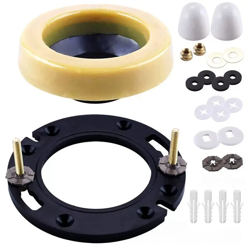 Leak-Proof Toilet Wax Ring Kit With Reinforced Flange& Bolts-Easy Installation, Includes Mounting Hardware(Wax Ring Kit)