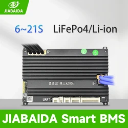 JIABAIDA Smart BMS BT UART LiFePo4 8S 6S 10S 12S 13S 14S 16S 20S 21S Li-ion Battery Balance 100-200A Charge Current JBD BMS