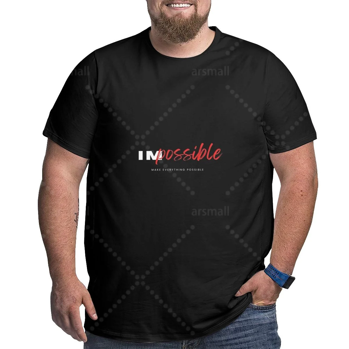 

Impossible Big Size Mens Cotton T Shirt Comfortable Loose Fit Casual Summer Top