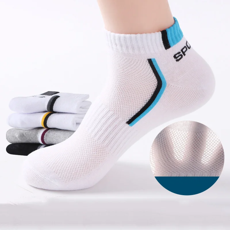 10 Pieces=5 Pairs/Lot Men's Thin Breathable Sport Mesh Boat Socks Sweat-absorbing Breathable Deodorant Short Tube Sports Socks