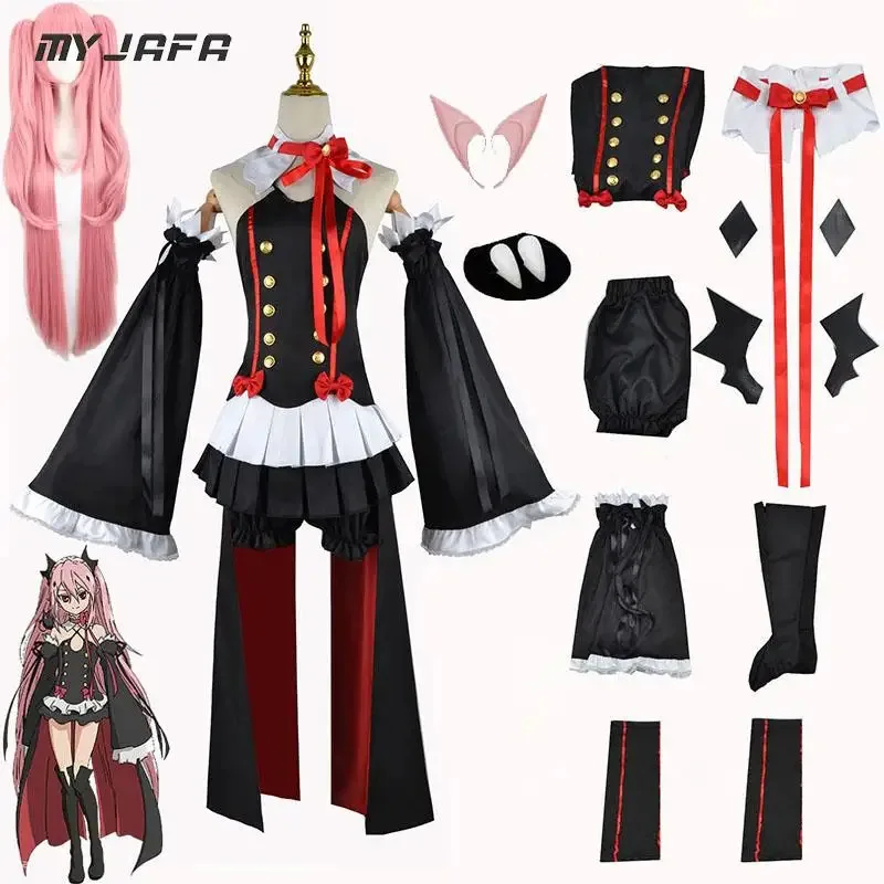 AIAI 2025Seraph Of The End Owari no Seraph Krul Tepes أزياء تنكرية لشعر مستعار أنيمي زي نسائي فستان مصاص دماء ساحرة