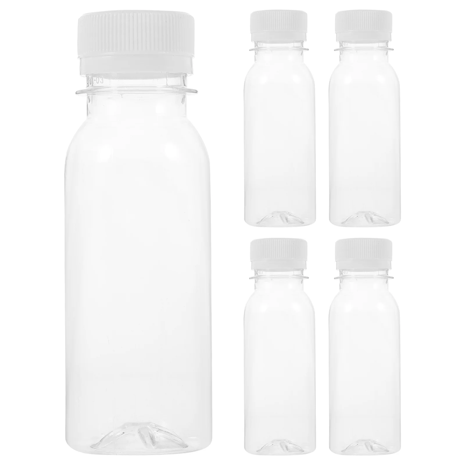 5 Pcs 100ml Transparent Pigment Bottle Clear Water Juice Shot Bottles with Lids Beverage Container Milk Plastic Caps