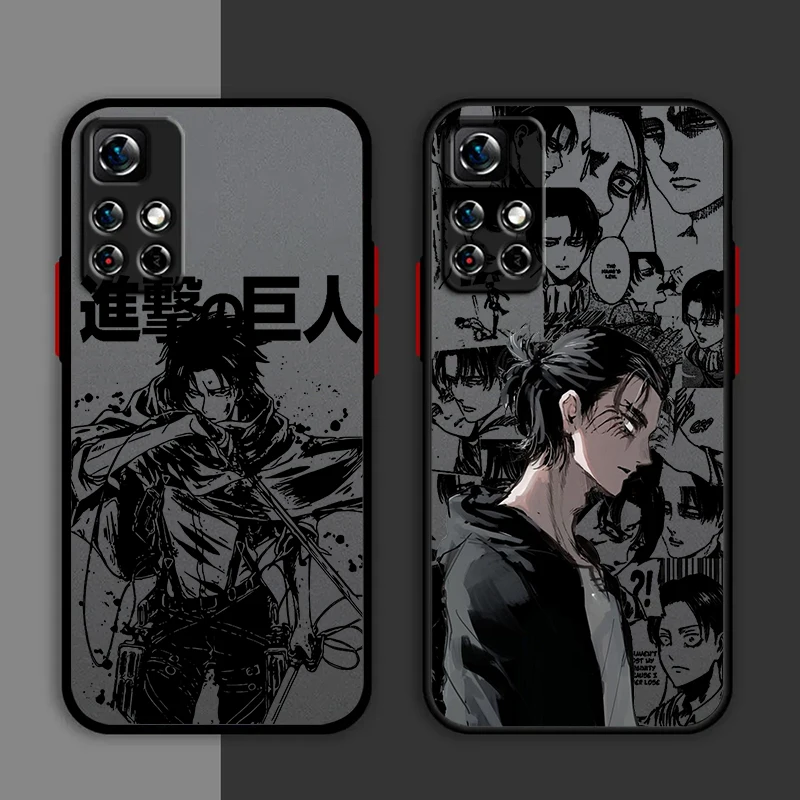 Anime Attack On Titan Cool Phone Case For Redmi Note 13 12 11 10 Pro Plus Pro S T 5G Matte Frosted Translucent Cover