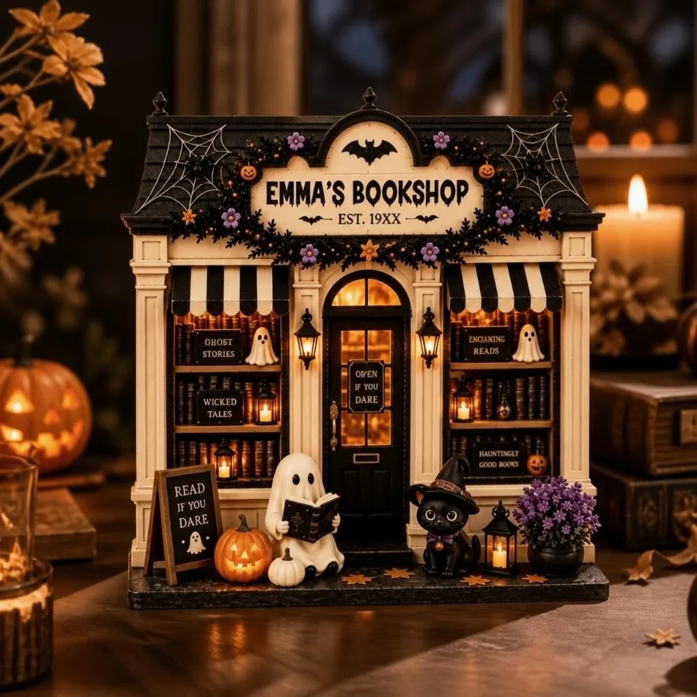 Festival Decor Wooden Halloween Ornaments Ghost Pumpkin Halloween Decor Statue 2D Flat Rustic Style Reading Theme Sign Autumn