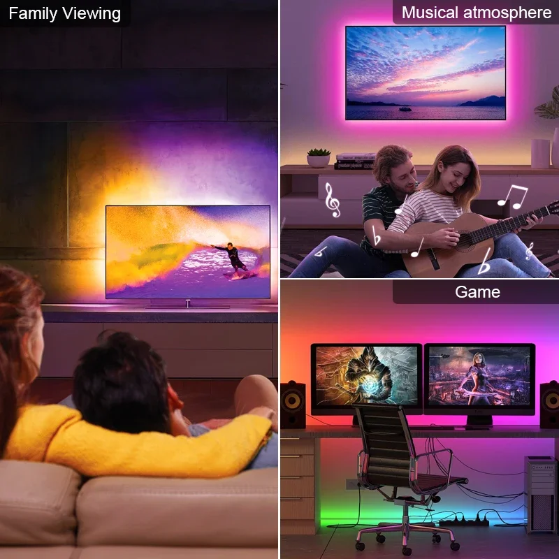 Luz de fundo LED para Smart TV, Color Sync Strip Light, Controle de aplicativos, 4K, 2.0, Compatível com HDMI, Ambilight extravagante, Compatível com PC, TVBox, 55-65