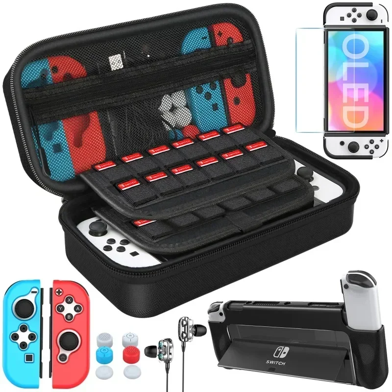 12 in 1 Switch OLED storage bag with large capacity design waterproof and wear-resistant, and multiple game accessories