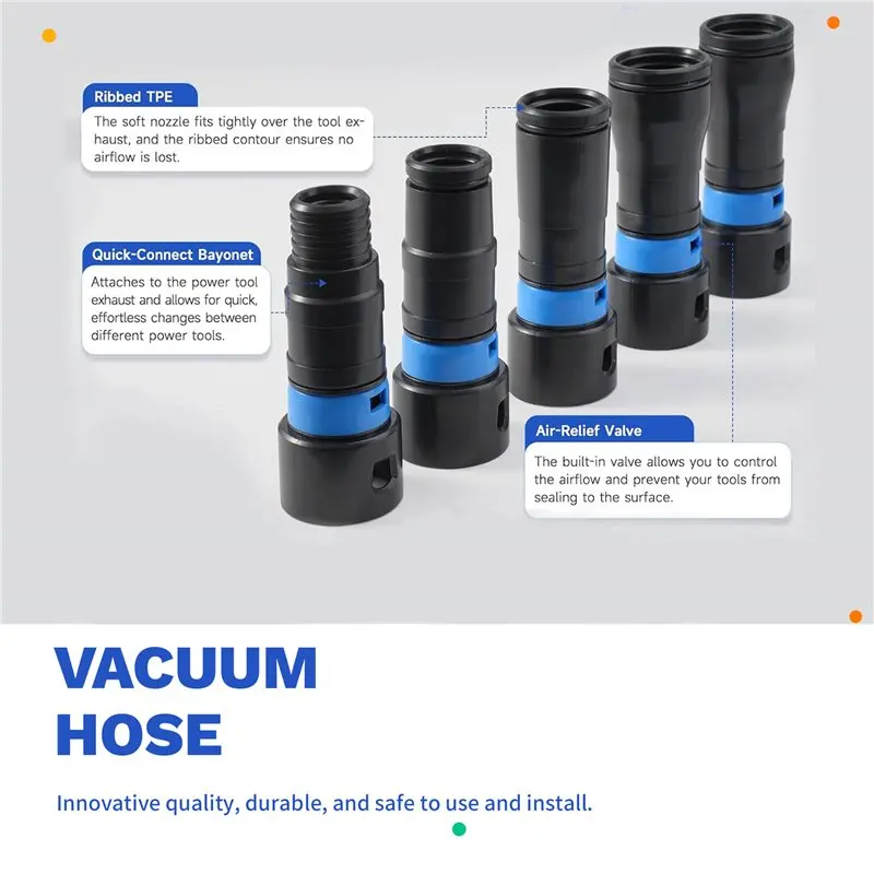 

【PARTY DAY】Retractable Dust Collection Hose Kit 1 1/4" For Home And Vacuum Systems Featuring 6 Adapters- Power Tool Woodworking