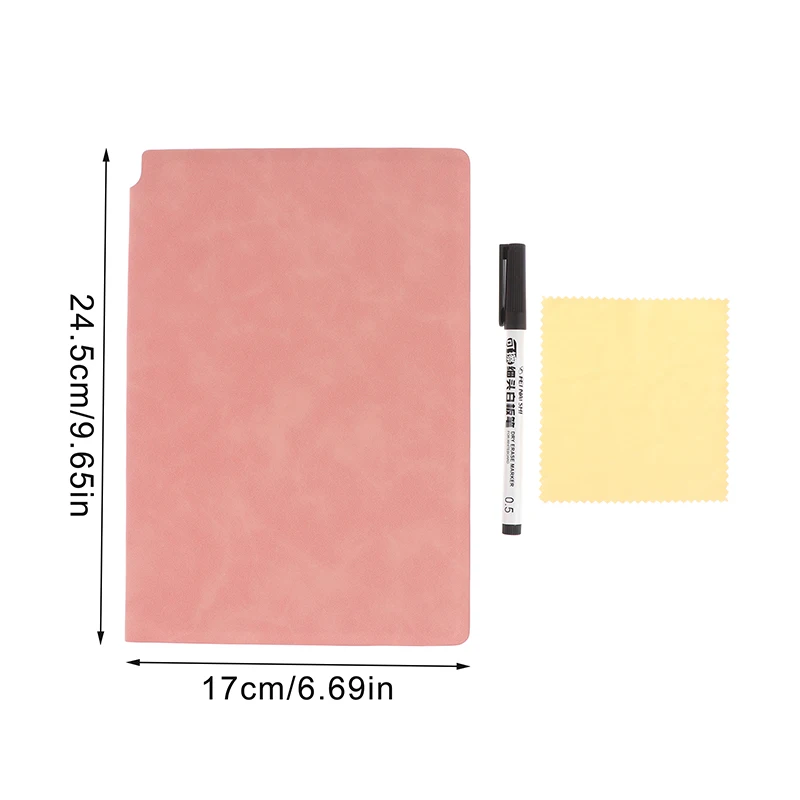 Portable A5 Whiteboard Notebook Set With Whiteboard Pen Erasing Cloth Leather Memo Pad Weekly Planner Reusable Office Stationery