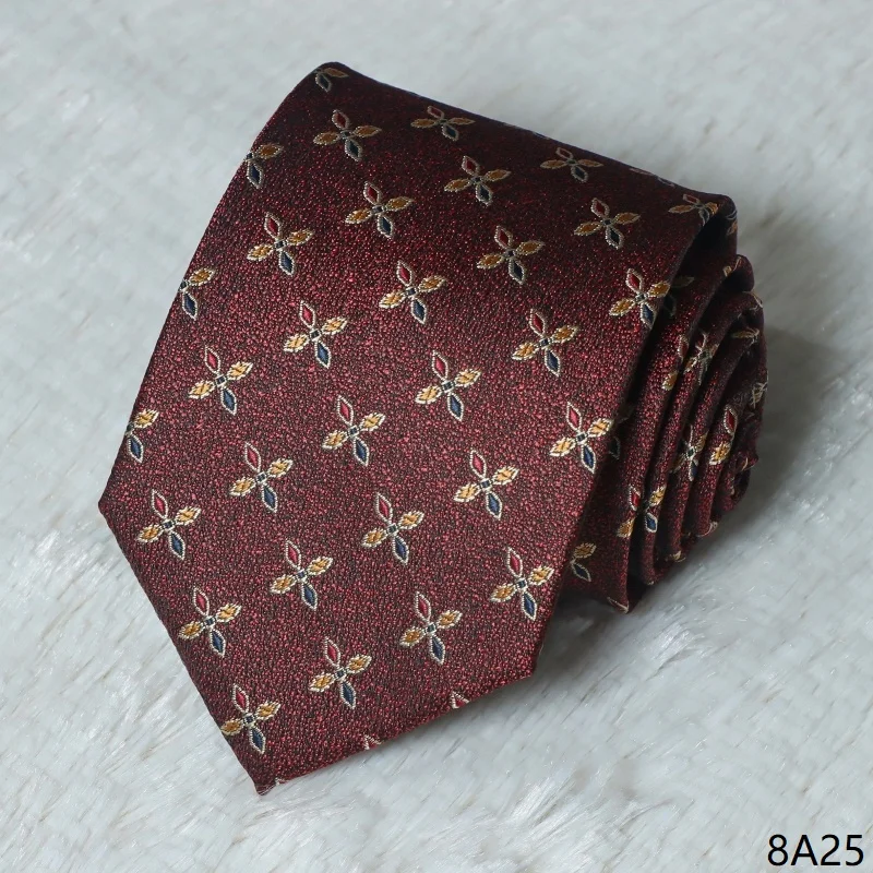 High Quality Retro Style Dark Red Flower Tie For Men's Formal Business Banquet Shirt Accessories 7.5CM Wide Handmade Knotted Tie