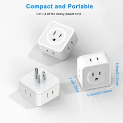 5 AC Outlets Multitap Sockets US Plug Power Strip, Wall Outlet Expander Small Electrical Outlet Splitter for Home Office Travel