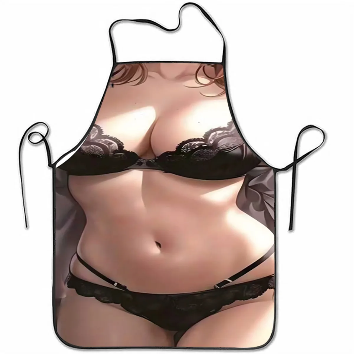 

Sexy Black Lingerie Apron 2D Print Decorative Kitchen Apron Adult Humor Gift