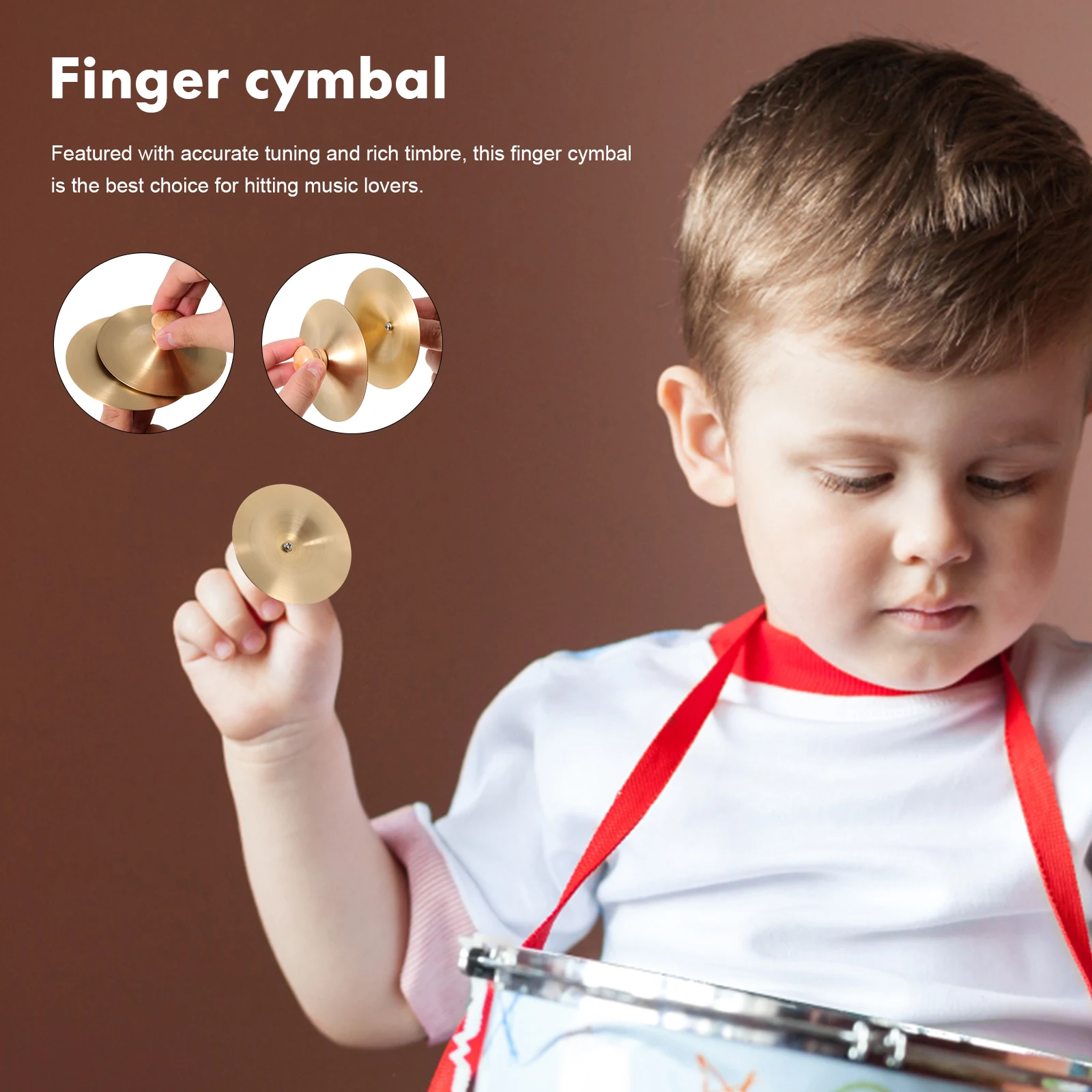 

2pcs 2 Pairs Copper Finger Cymbals Hand Percussion Instruments Sturdy Wear Resistant Rich Timbre Accurate Tuning For Belly Dance