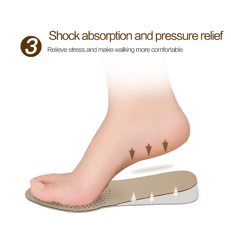 Double Cowhide Leather Soles for Men Women Shoes Lift Taller Increasing Insole Pads Unisex EVA Invisible Height Increase Insoles
