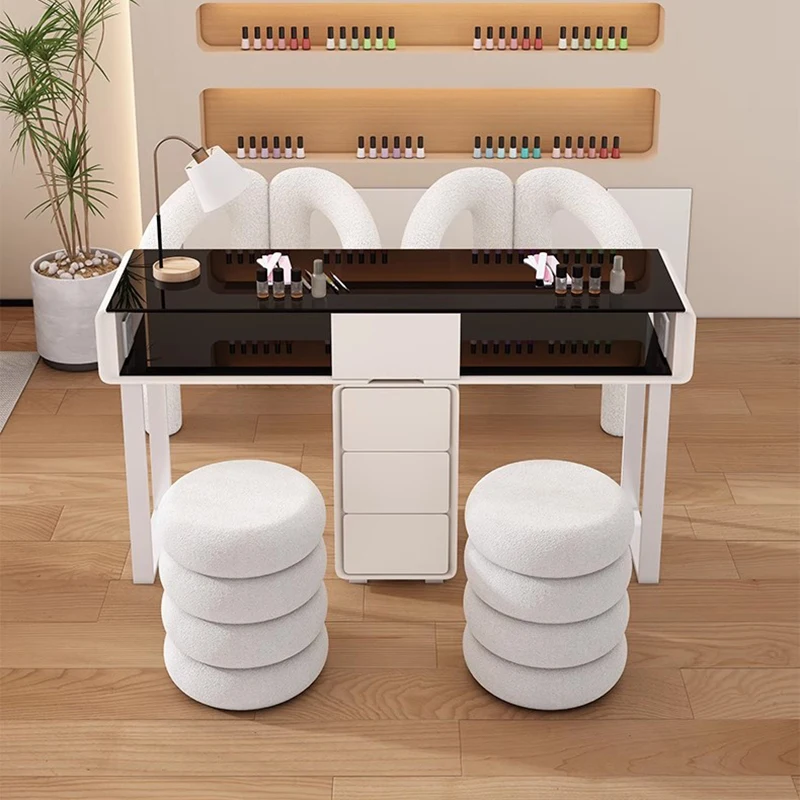 Mesa de unhas de luxo francesa profissional multifuncional simples com armazenamento mesa de unhas glam moderno mesa de manucure móveis