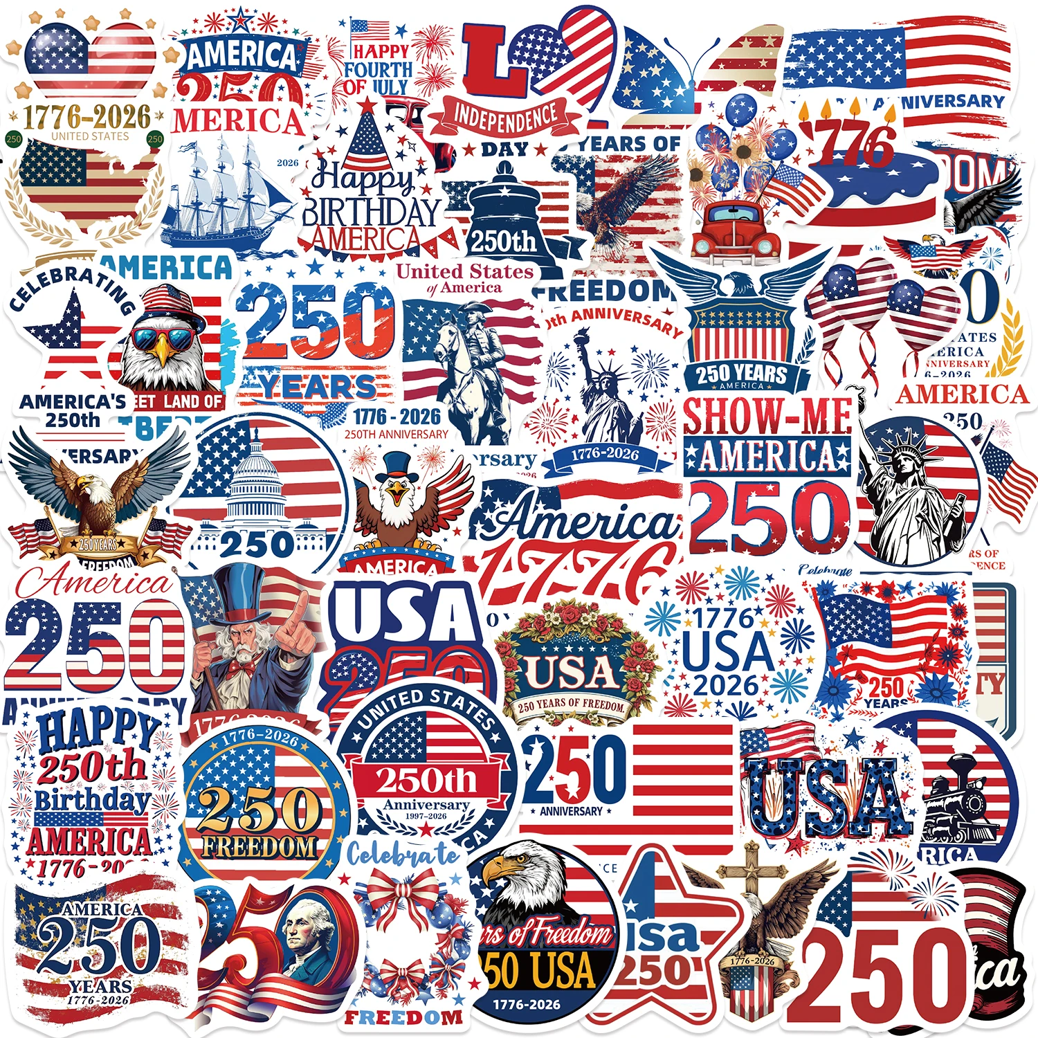 50 Stück Kawaii Niedliche PVC-Aufkleber Ästhetische Amerikanische USA-Präsidenten-Aufkleber für Unabhängigkeitstag Scrapbook Planer Tagebuch Auto