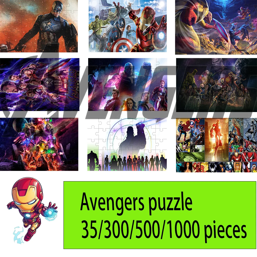 The Avengers Iron Man Captain America Hulk jigsaw puzzle108/200/300/500/1000 pieces wooden Toys Gifts