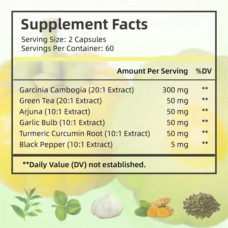 كبسولات جارسينيا كامبوجيا - حرق الدهون، إدارة الوزن، قمع الشهية، تعزيز عملية التمثيل الغذائي