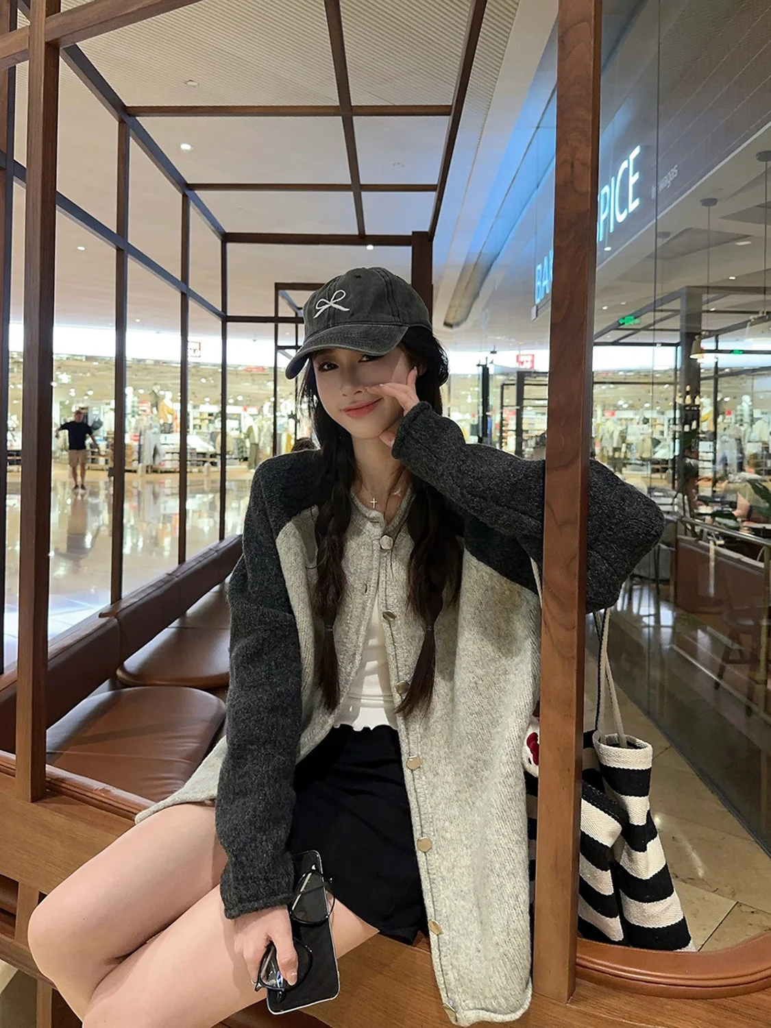 ay Long Sve سترة مفتوحة سترة المرأة الخريف الشتاء جديد الربط اللون محبوك معطف فوقي كسول Sle Faionable Commu...