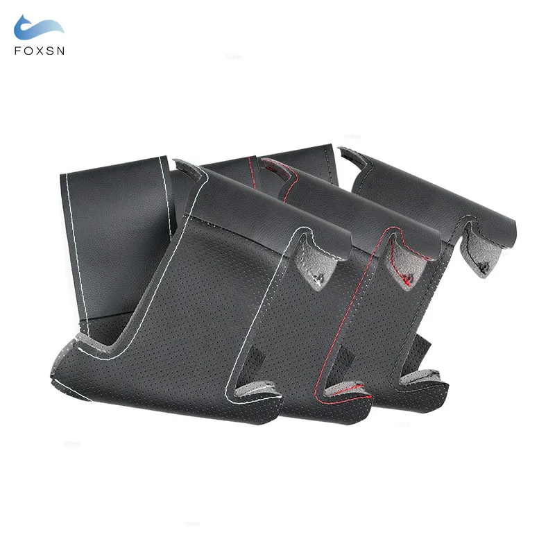 Car Accessories For Peugeot 307 2001-2008 307 SW 2005-2008 Steering Wheel Cover Perforated Leather Trim with Needles Threads