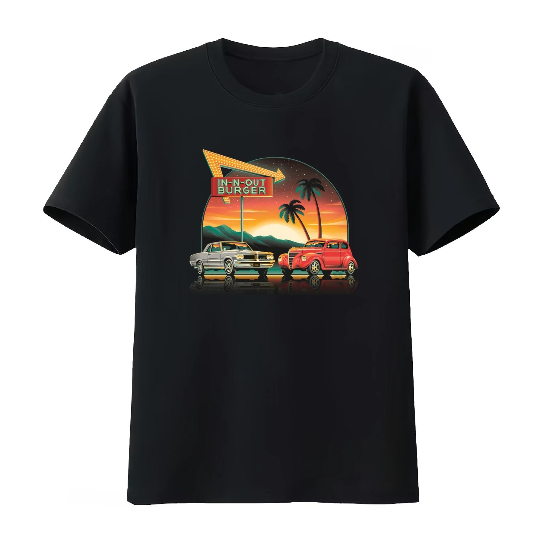 Camiseta Retro de Comida Rápida California In N Out Burger con Diseño de Palmera para Coche, Ropa Urbana para Hombre y Mujer, Camiseta de Verano 2026