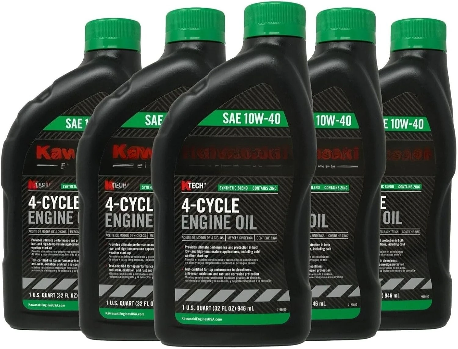 

Комплект из 5 4-тактных моторных масел SAE 10W40, совместимых с двигателями Kawasaki